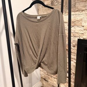 Paper Crane Waffle Knit Twist Front Top
